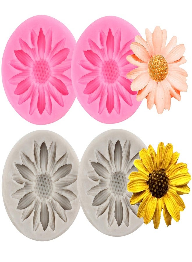 RFGHAC Sunflower Silicone Molds Flower Fondant Mold For Cake Decorating Cupcake Topper Chocolate Candy Gum Paste Set Of 4 - Image 1