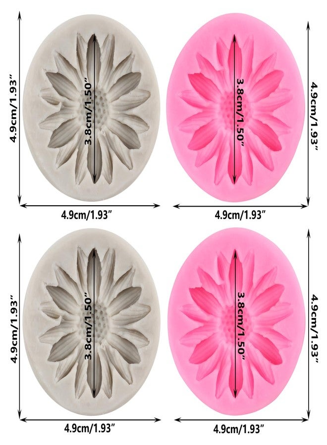 RFGHAC Sunflower Silicone Molds Flower Fondant Mold For Cake Decorating Cupcake Topper Chocolate Candy Gum Paste Set Of 4 - Image 2