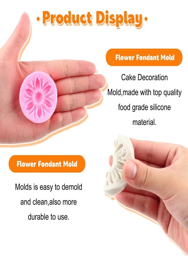 RFGHAC Sunflower Silicone Molds Flower Fondant Mold For Cake Decorating Cupcake Topper Chocolate Candy Gum Paste Set Of 4 - Image 3