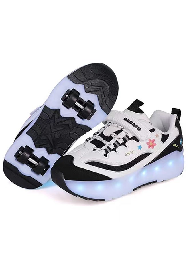 سكاي فيو حذاء تزلج بعجلات للأطفال، مزود بإضاءة LED، مناسب للرياضات الخارجية، للأولاد والبنات، مزود بعجلات قابلة لإعادة الشحن عبر USB، مزود بقفل خطافي وحلقة. المقاسات من 29 إلى 38 - Image 1