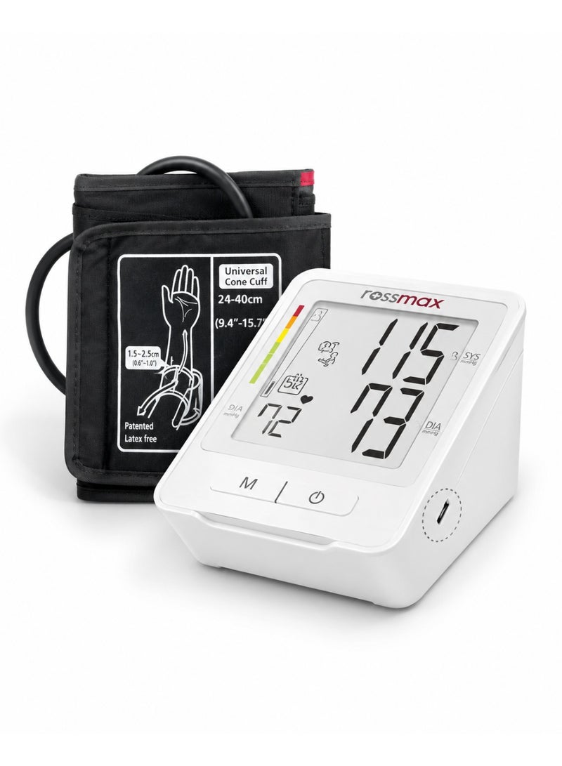 Rossmax Z1 Automatic Digital Upper Arm Blood Pressure Monitor with Universal Cone Cuff - White - Image 4