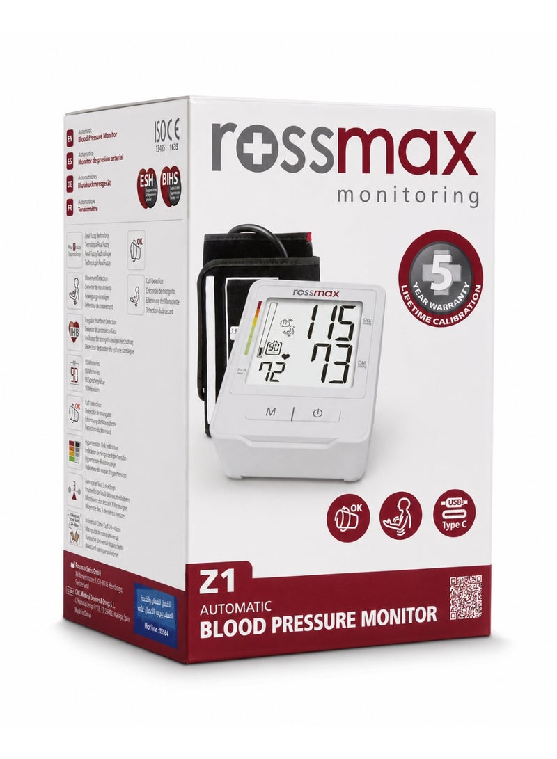 Rossmax Z1 Automatic Digital Upper Arm Blood Pressure Monitor with Universal Cone Cuff - White - Image 3