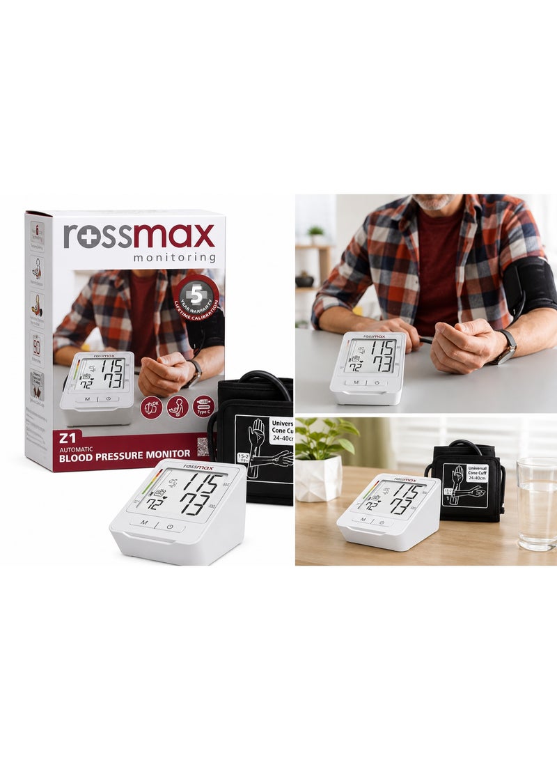 Rossmax Z1 Automatic Digital Upper Arm Blood Pressure Monitor with Universal Cone Cuff - White - Image 5