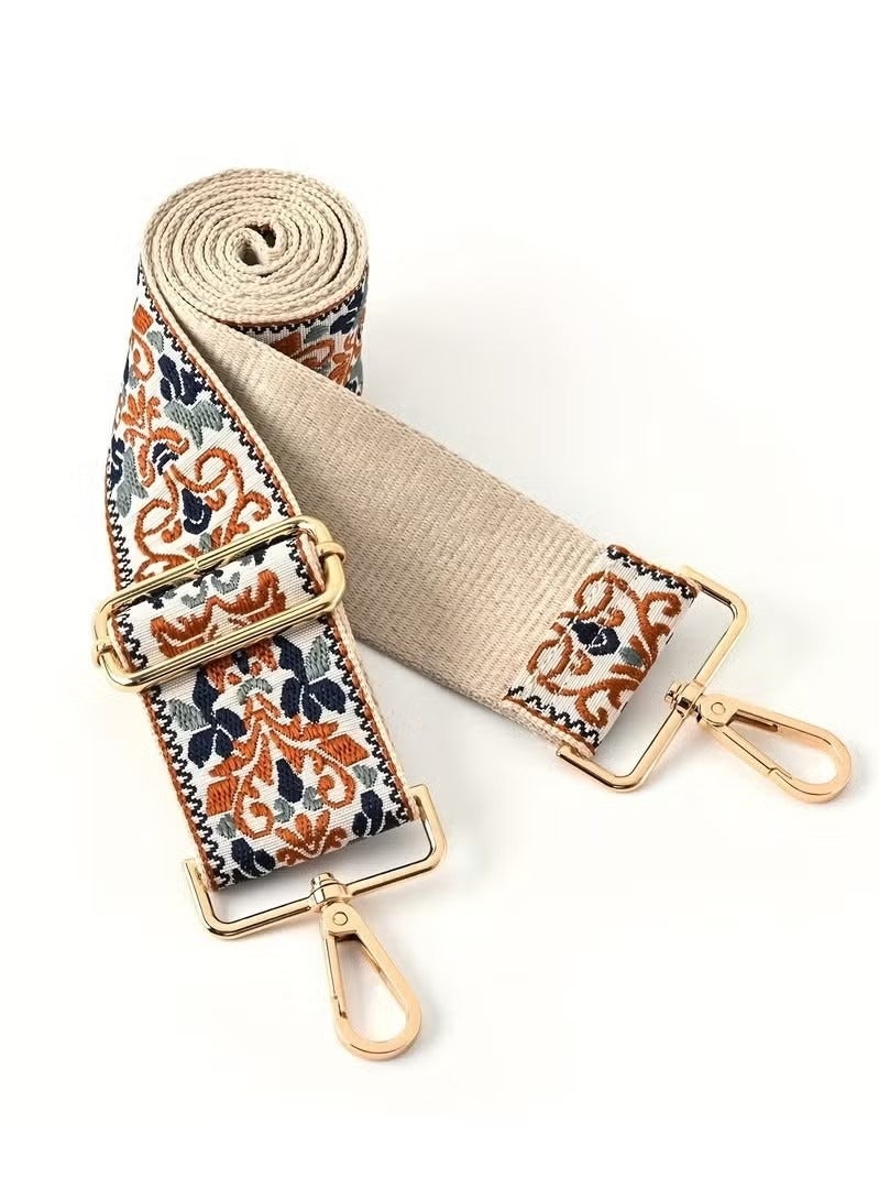 1pc embroidered wide shoulder strap, adjustable replacement handbag shoulder strap, adjustable cross shaped handbag shoulder strap - Image 1