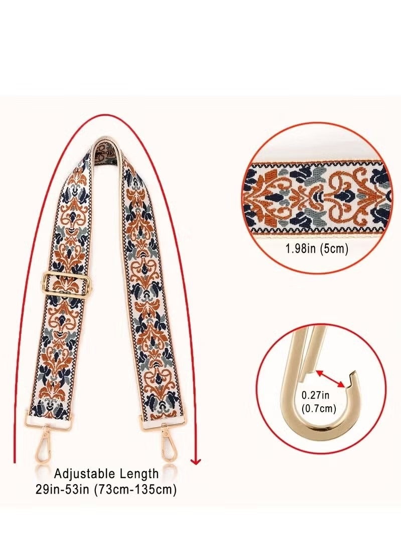 1pc embroidered wide shoulder strap, adjustable replacement handbag shoulder strap, adjustable cross shaped handbag shoulder strap - Image 2