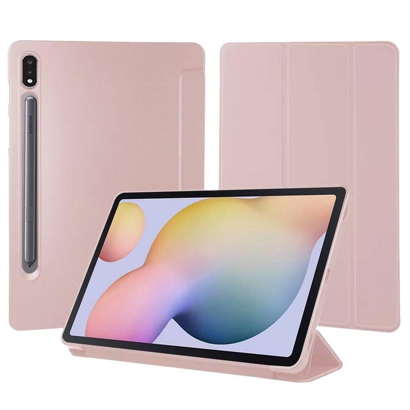 GLX حافظة سامسونج تاب قابلة للطي متوافقة مع Samsung Galaxy Tab A9 Plus / Samsung Galaxy Tab A9 باللون وردي مع غطاء حماية ووظيفة حامل وحمل يومي للتابلت بوظيفة حامل باللون الوردي Samsun. - Image 1