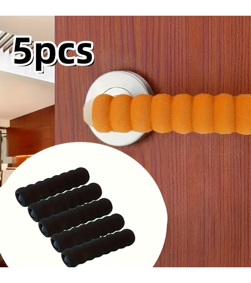 5 Pcs Black Door Handle Covers Soft Spiral Foam Protective Sleeves Anti Collision Door Pull Covers For Bedroom Bathroom And Office Doors - Image 2