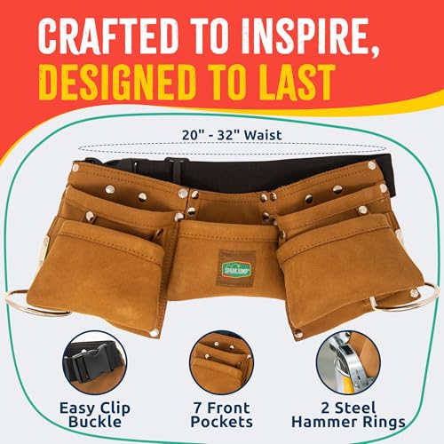 SparkJump Kids Brown Tool Belt Adjustable Leather Tool Belt for Toddlers and Kids DressUp Construction Costume for DIY Woodworking and STEM Learning - Image 5