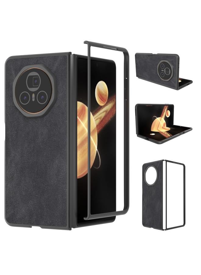 S-TOP Case For Honor Magic V3 PU Leather Black Edge Phone Case - Image 1