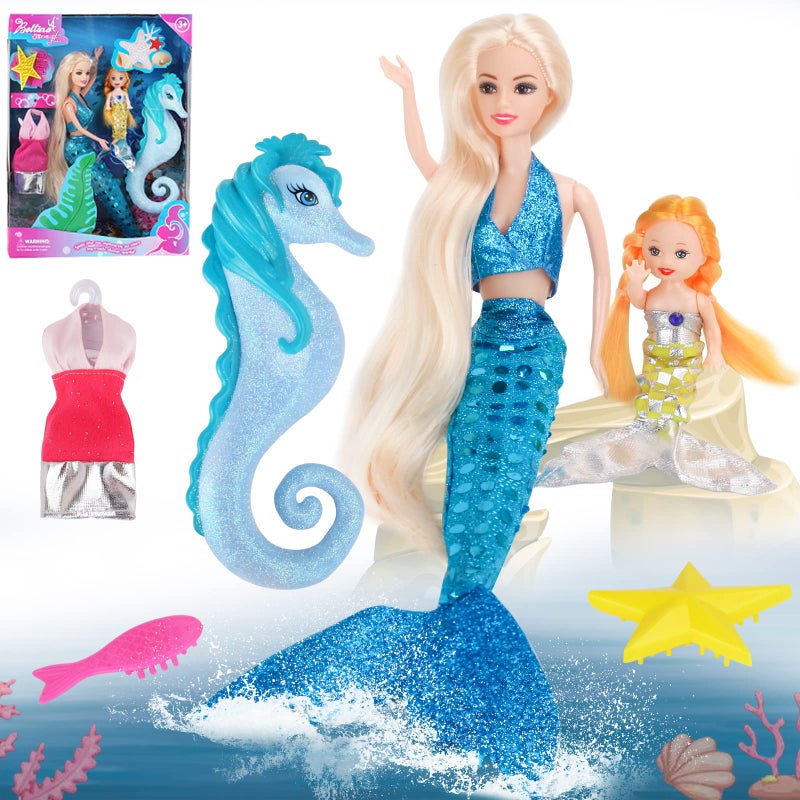 BETTINA Mermaids Princess Doll with Small Mermaid Doll  Seahorse Play Set  Mermaid Gifts for GirlsMermaid Toys for 3 to 7 Year Olds - Image 3