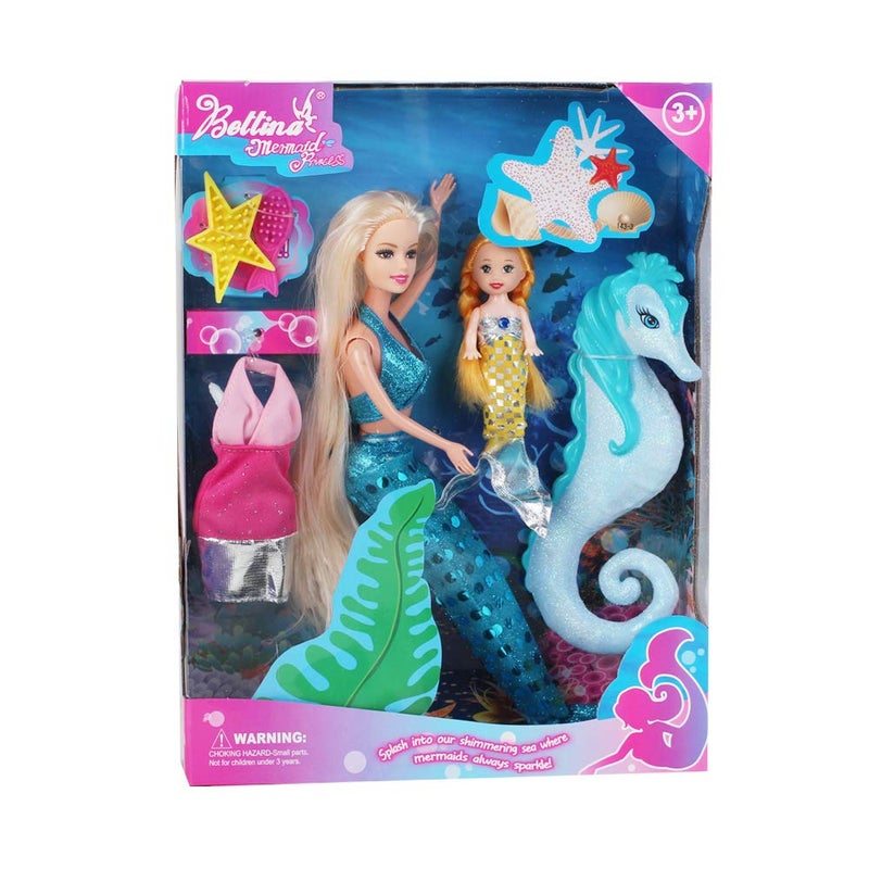 BETTINA Mermaids Princess Doll with Small Mermaid Doll  Seahorse Play Set  Mermaid Gifts for GirlsMermaid Toys for 3 to 7 Year Olds - Image 2