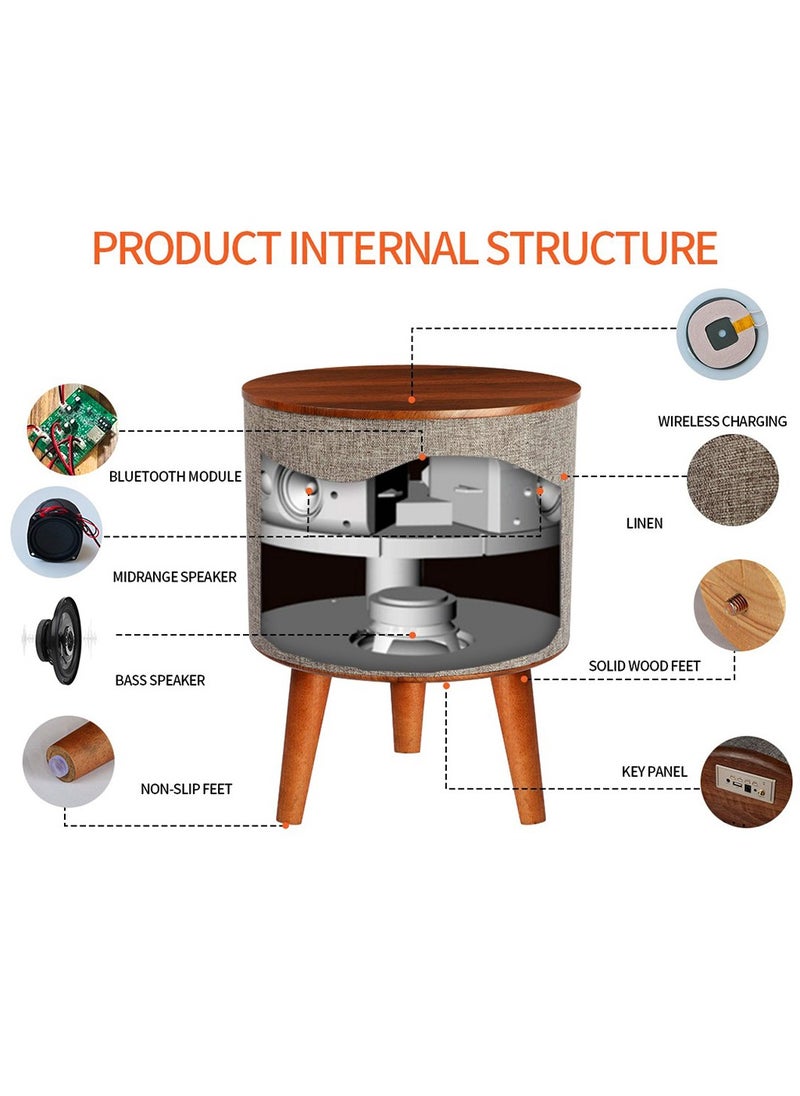 Nourest - 3 in 1 Wireless Charging Side Table with Bluetooth Speaker - Image 1