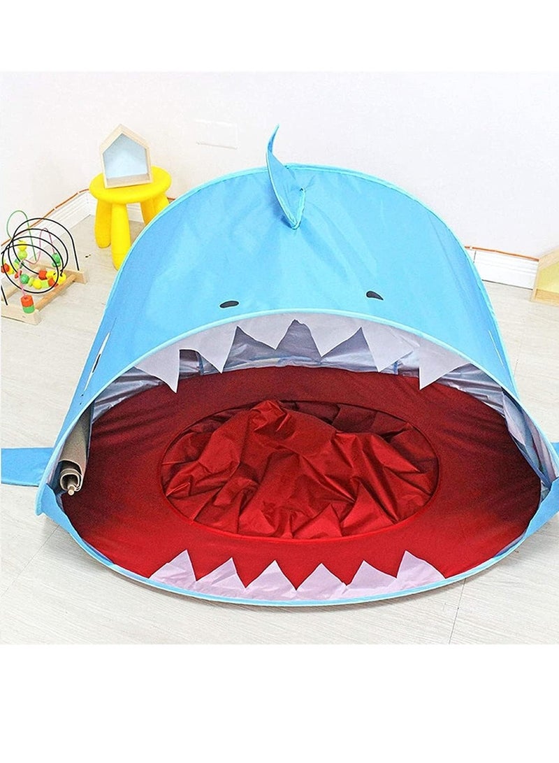 general Portable beach tent with shark pool, pop-up baby tent with sun protection for camping, fishing and outdoor picnics with family, blue - Image 2