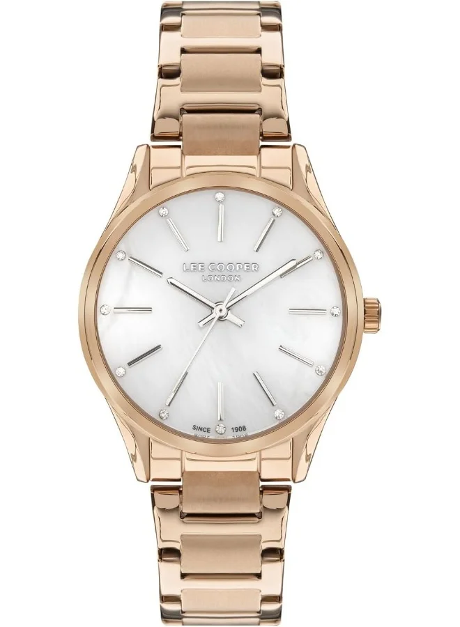 Lee Cooper Women's Quartz Movement Watch, Analog Display and Metal Strap - LC07518.420, Rose Gold