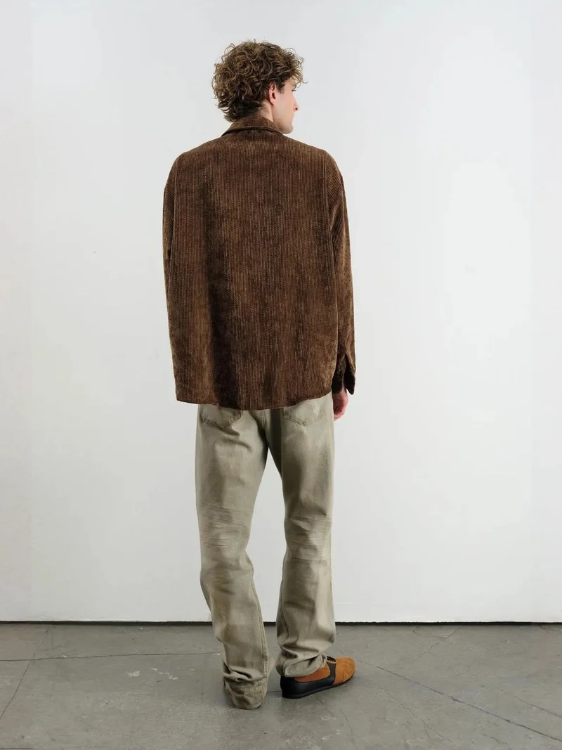 Giesto Coffee Brown GIESTO Oversized Velvet Shirt for Men | Best Price UAE