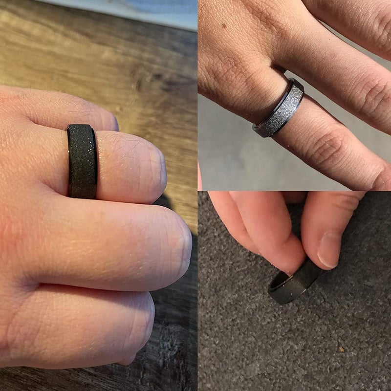 MODRSA Fidget Rings for Women - Spinner Rings & Stress Rings, Black & Silver, Size 8 - Image 4
