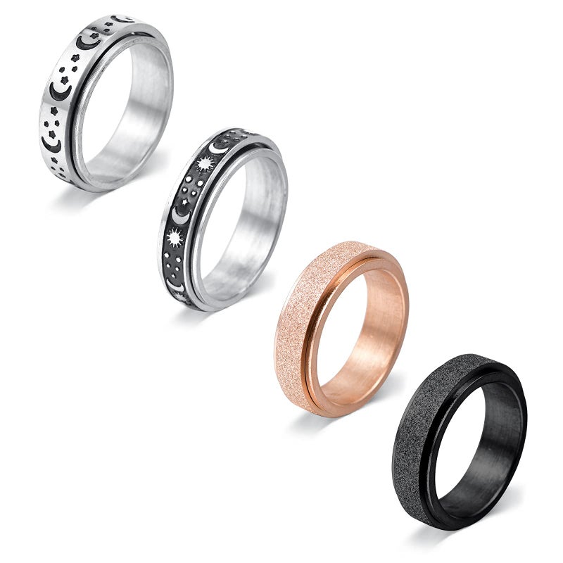 MODRSA Fidget Rings for Women - Spinner Rings & Stress Rings, Black & Silver, Size 8 - Image 5