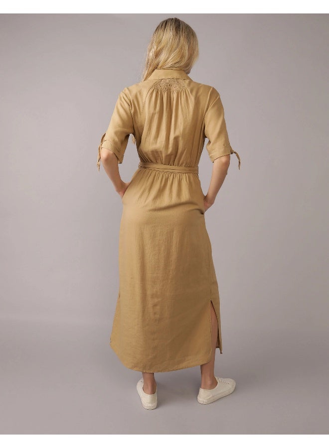 American Eagle AE Short-Sleeve Midi Shirt Dress - Image 4