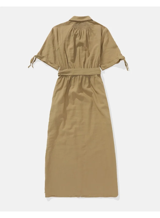 American Eagle AE Short-Sleeve Midi Shirt Dress