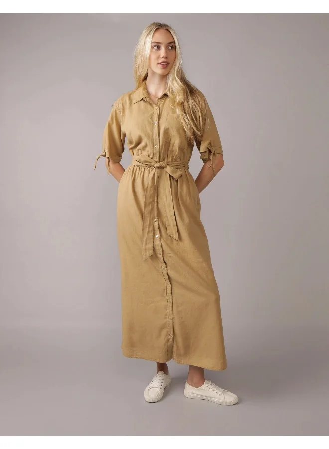 American Eagle AE Short-Sleeve Midi Shirt Dress