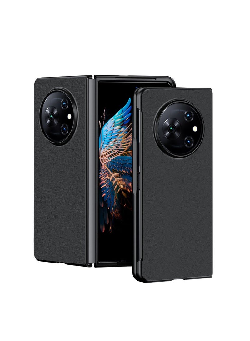 غطاء متوافق مع هاتف Tecno Phantom V Fold، مضاد للصدمات، رفيع من الألياف الكربونية، حافظة جلدية مضادة للصدمات فائقة الرقة، حافظة من الجلد الصناعي والبولي كربونات