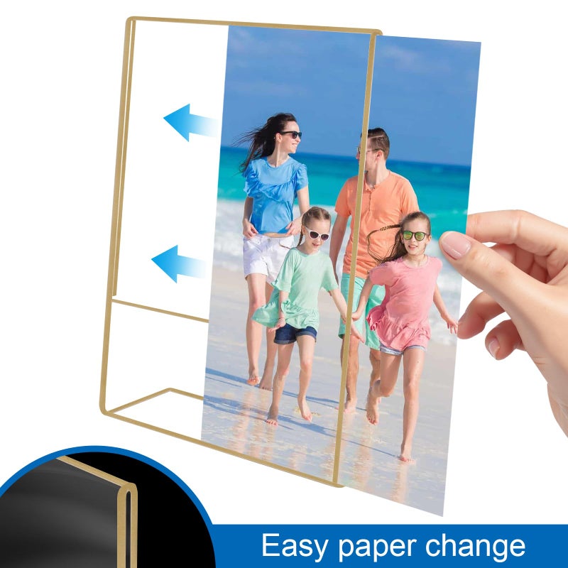 Ludery 8x10 Gold Picture Frames, Clear Frameless Picture Frames, 6 Pack Acrylic Self Standing Photo Frames for Wedding Table Numbers, Restaurant Signs, Photos and Art Display - Image 3