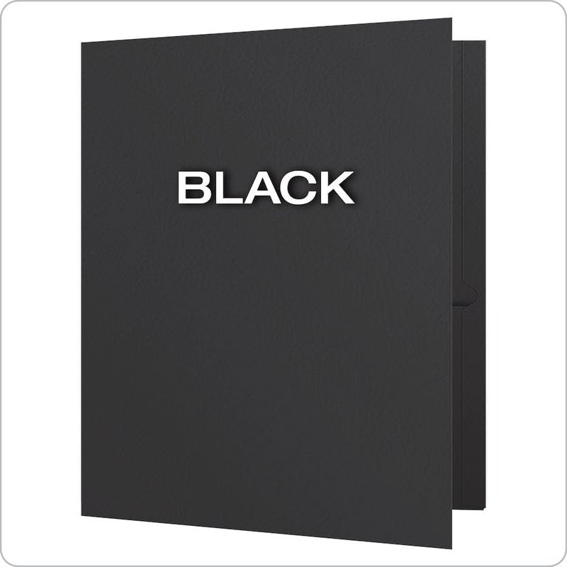 Oxford Twin-Pocket Folders,Textured Paper,Letter Size,Black,Holds 100 Sheets,Box of 25 (57506EE),8-1/2 x 11,(Pack of 5) - Image 3
