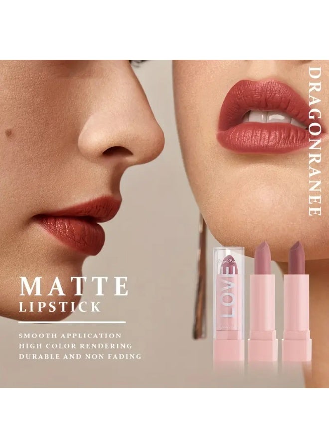 Dragon Ranee مجموعة أحمر شفاه 10 قطع، أحمر شفاه صغير لا يتلاشى وسهل التطبيق، مريح للحمل، مجموعة أحمر شفاه مخملي غير لامع بألوان معجون الفاصولياء، ألوان متعددة لا تتلطخ بسهولة على الأكواب، لمسات مرطبة من اللمعان وأحمر الشفاه - Image 3