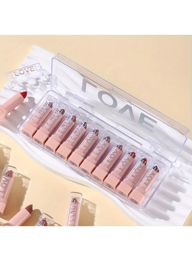 Dragon Ranee مجموعة أحمر شفاه 10 قطع، أحمر شفاه صغير لا يتلاشى وسهل التطبيق، مريح للحمل، مجموعة أحمر شفاه مخملي غير لامع بألوان معجون الفاصولياء، ألوان متعددة لا تتلطخ بسهولة على الأكواب، لمسات مرطبة من اللمعان وأحمر الشفاه - Image 2