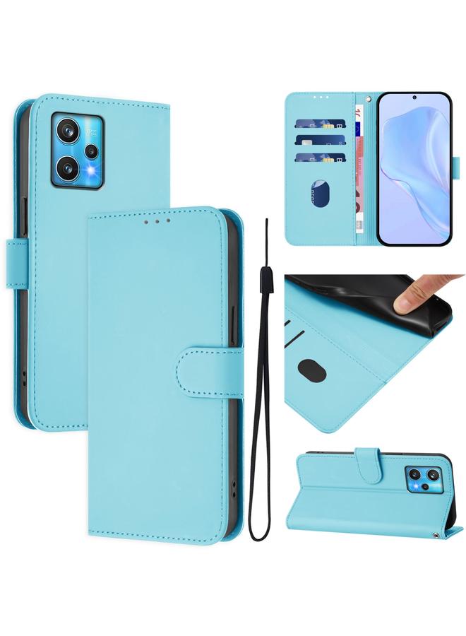 S-TOP Case For Realme 9 Pro+ 5G / 9 4G Global Skin Feel Solid Color Leather Phone Case with Lanyard - Image 1
