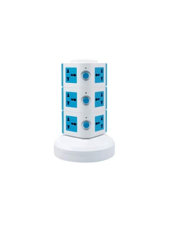 Universal Vertical 3-Layer Multi-Socket Tower Extension Outlet with USB Ports and UK Plug - 3 Meter Power Strip