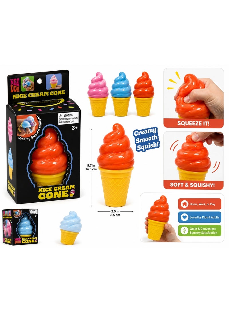 Nee Doh Schylling Nice Cream Cone Squishy Fidget Toy, Soft Sensory Stress Relief, Random Color, Ages 3+ - Image 5
