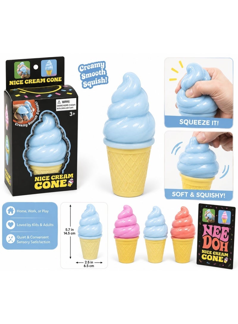 Nee Doh Schylling Nice Cream Cone Squishy Fidget Toy, Soft Sensory Stress Relief, Random Color, Ages 3+ - Image 3