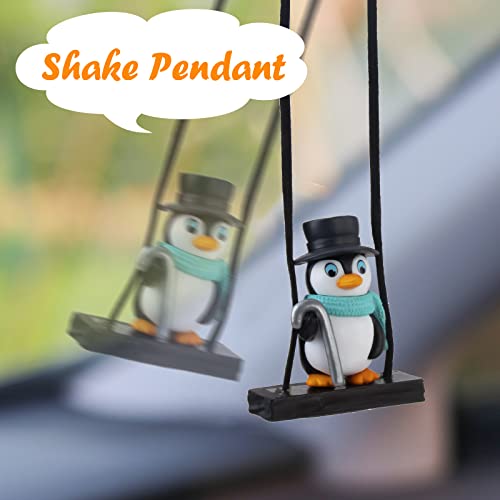 wonuu Cute Swing Penguin Car Pendant Flying Hanging Ornament Car Rearview Mirror Charms Decoration for Car Decor Accessories - Image 4