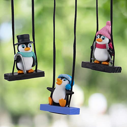 wonuu Cute Swing Penguin Car Pendant Flying Hanging Ornament Car Rearview Mirror Charms Decoration for Car Decor Accessories - Image 5