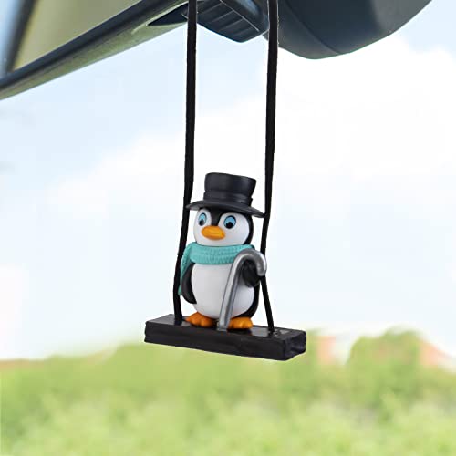 wonuu Cute Swing Penguin Car Pendant Flying Hanging Ornament Car Rearview Mirror Charms Decoration for Car Decor Accessories - Image 1