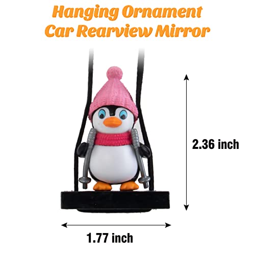 wonuu Cute Swing Penguin Car Pendant Flying Hanging Ornament Car Rearview Mirror Charms Decoration for Car Decor Accessories - Image 2