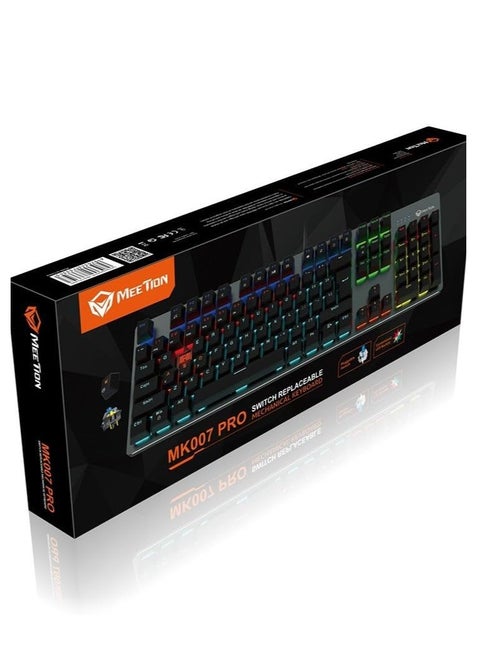 Meetion Mk007 PRO Basic Mechanical Hot Swap Gaming Keyboard with OUTEMU blue switch, Crisp Sound, Ergonomic design, LED backlight , full-key anti-collision Satisfy Gamers (Black)
