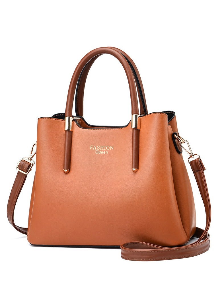 Fashion Queen Retro Elegant Handbag Advanced Leather Unique Chic All-match Large Capacity One Shoulder Crossbody Messenger Bag For Women Mother Girl Friend Gift 