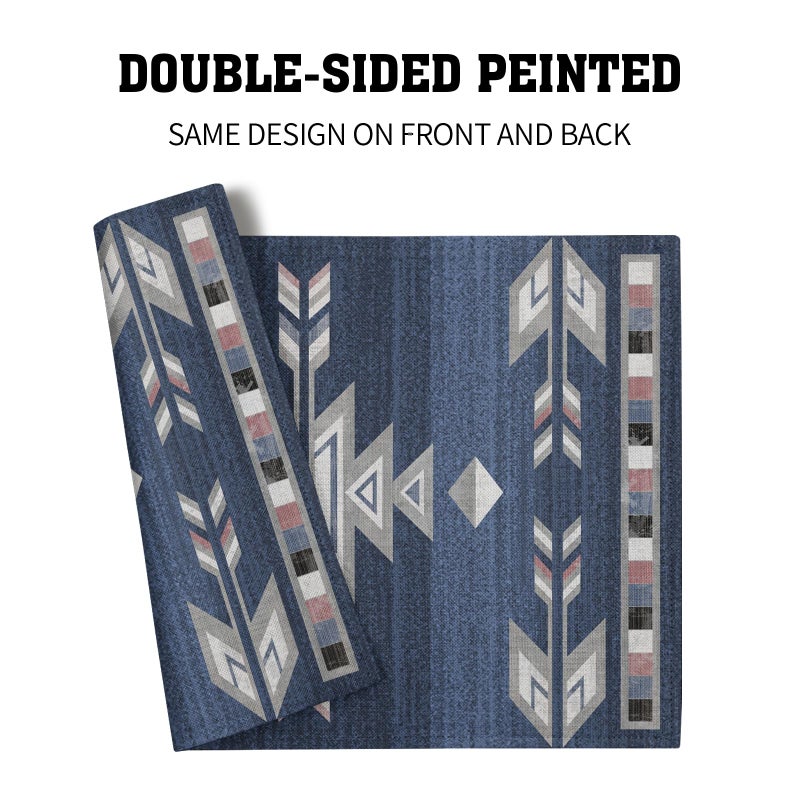 Giwawa Southwestern Placemats Set of 4, Navy Blue Grey Ethnic Tribal Geometric Decorative Place Mat, 12"x18" Native American Heat Resistant Table Mats for Dining Kitchen Party - Image 5