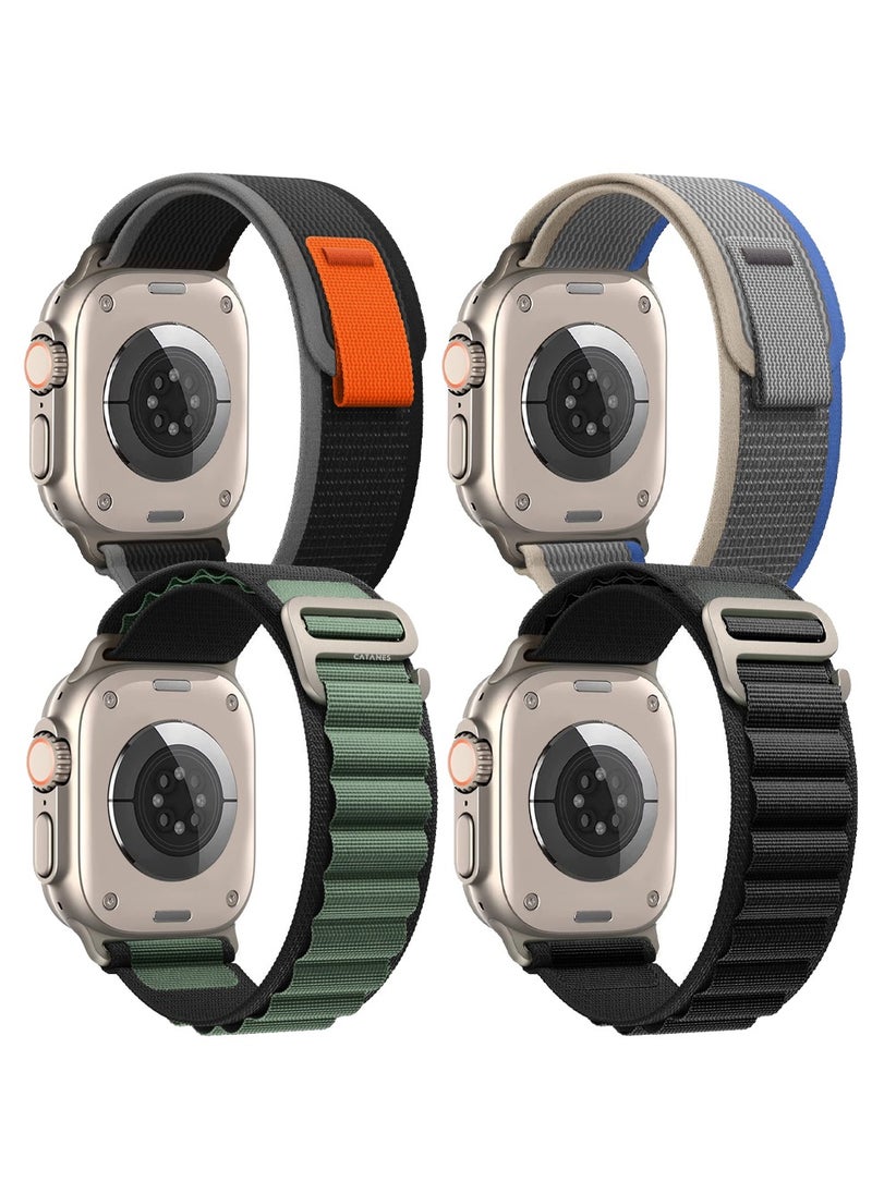 CATANES - 4 Packs For Apple iWatch Bands Nylon Alpine and Trail Bands Compatible With Apple iWatch For Men Women Replacement Strap 49mm 45mm 44mm 42mm For iWatch Series Ultra/8/7/6/5/4/3/2/1/SE Multicolour2 - Image 1