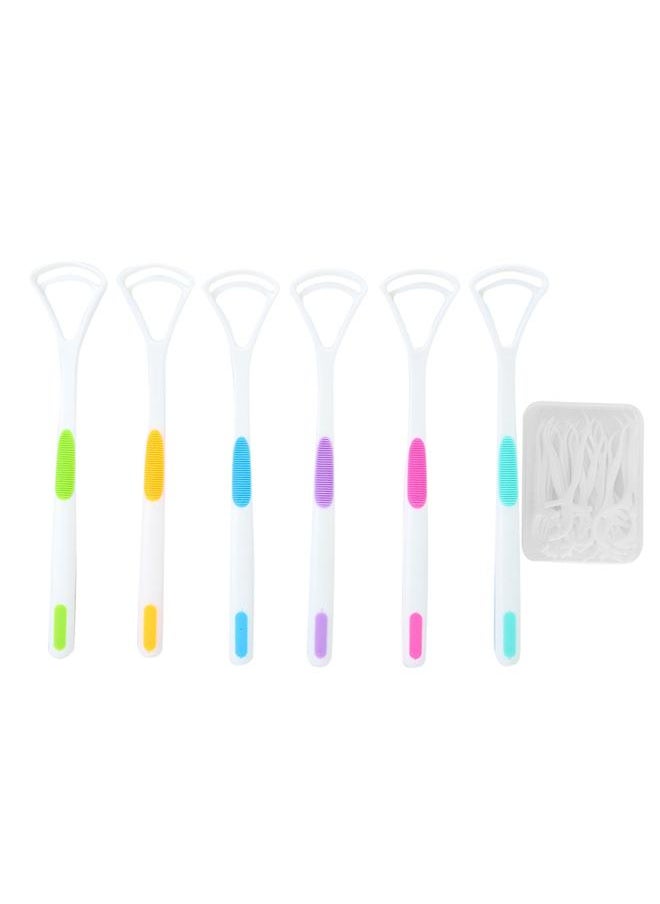 Thoraya Tongue Scraper Disposable Dental Floss Stick Set Oral Cleaning Teeth Stain Removal Tool  - Image 1