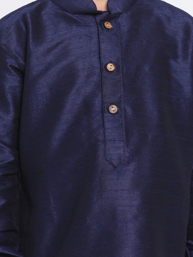 JBN Creation Boys' Navy Blue Silk Blend Kurta and Dhoti Set - Perfect for Festivals and Special Occasions - Image 4