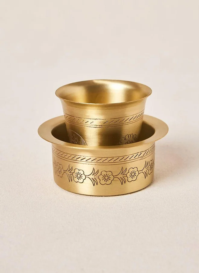Chumbak  Rani Bagh Filter Coffee Brass Gift Set -  Set of 2 | Palace Memoirs  | Best Price UAE