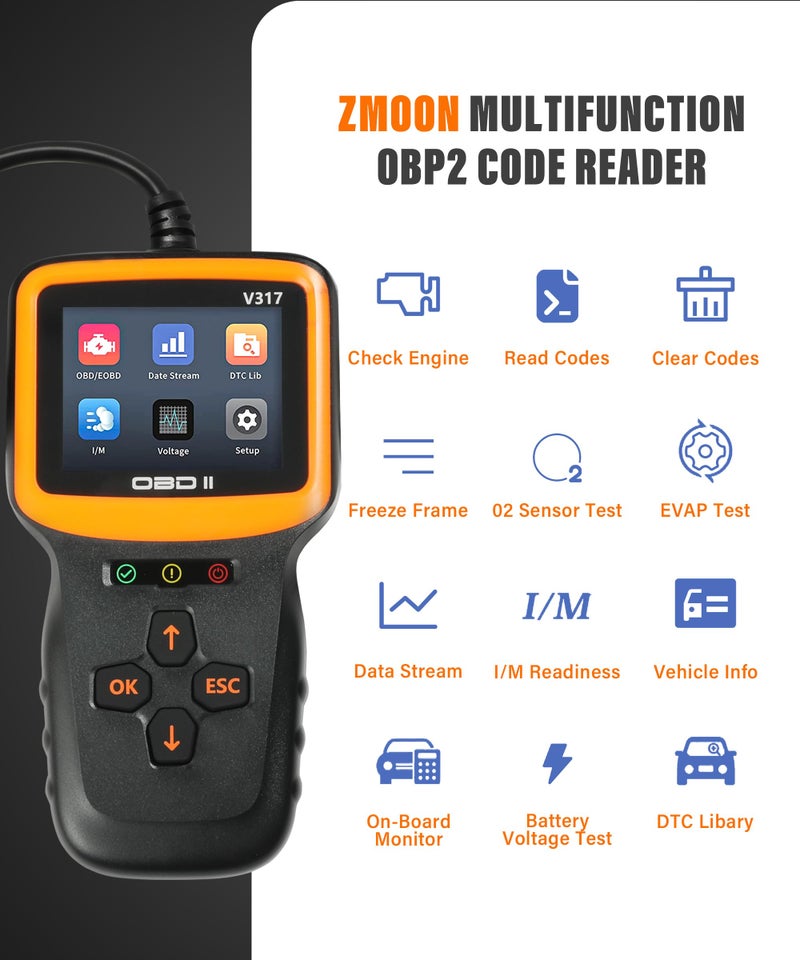SUJADE YAKEFLY OBD2 Scanner Diagnostic Tool,Car OBD2 Scanner Code Reader Engine Fault Code Reader Scanner,Vehicle Check Engine Light Scan Tool, Car OBDII/EOBD Diagnostic Scan Tool for All Vehicles After 1996 - Image 3