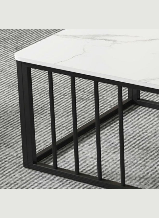 SULSHA Modern Minimalist Coffee Table, Large Rectangular Side Table, Coffee Table, Marble Effect Tabletop, Sturdy Metal Legs, Suitable for Living Room Furniture - Image 3