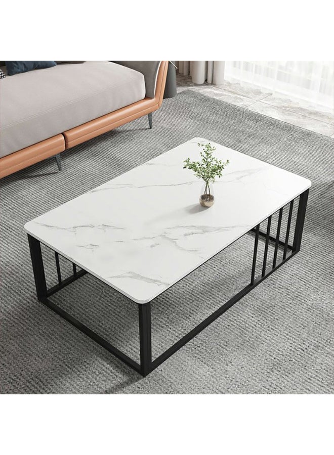 SULSHA Modern Minimalist Coffee Table, Large Rectangular Side Table, Coffee Table, Marble Effect Tabletop, Sturdy Metal Legs, Suitable for Living Room Furniture - Image 2