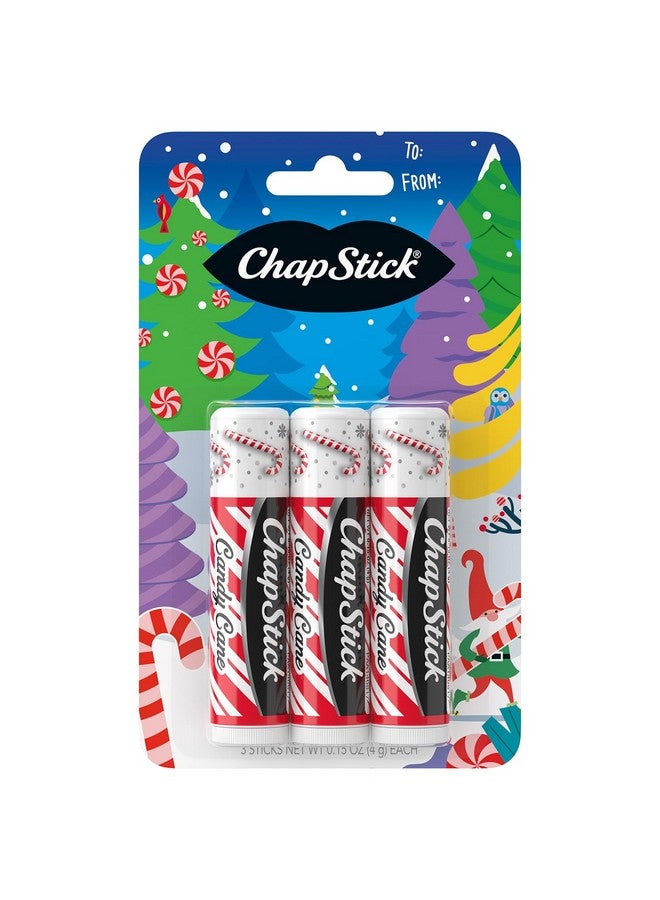 تشابستيك مرطب شفاه تشابستيك، بنكهة حلوى قصب السكر، 3 عبوات - مرطب شفاه منعش بنكهة النعناع، هدية للجوارب، 0.15 أونصة - Image 1