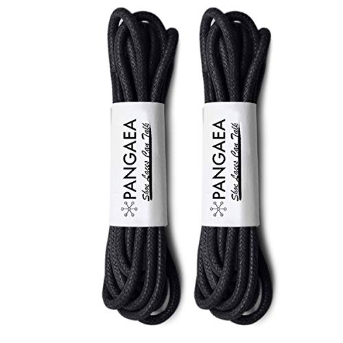 PANGAEA [4 Laces] 2-Pair Pack Waxed Round Oxford Shoe Laces for Dress Shoes Chukka 3/32Inch Thin(#01 Black,34in (86cm)) - Image 1