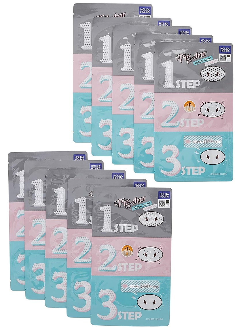 Holika Holika - HOLIKA HOLIKA Pig Clear Black Head 3Step Kit 10 Sheet HHPNCBH3SK10 - Image 1